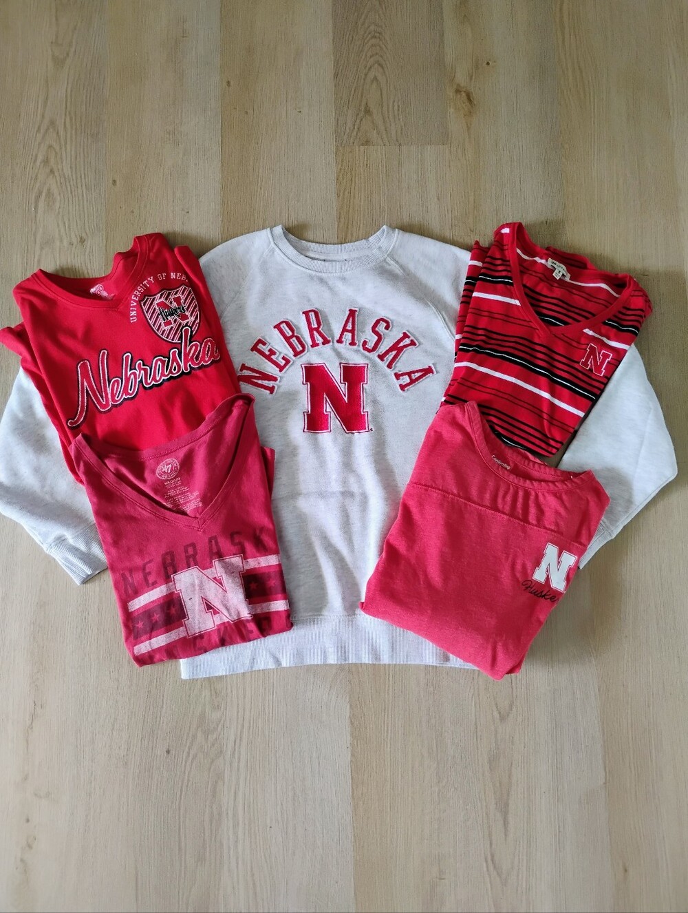 Nebraska Cornhuskers Red & White Women's 5 Top Sweatshirt / Tee Bundle